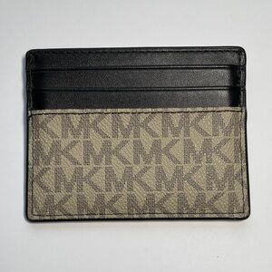 Michael Kors Monogram Black and Tan Card Holder